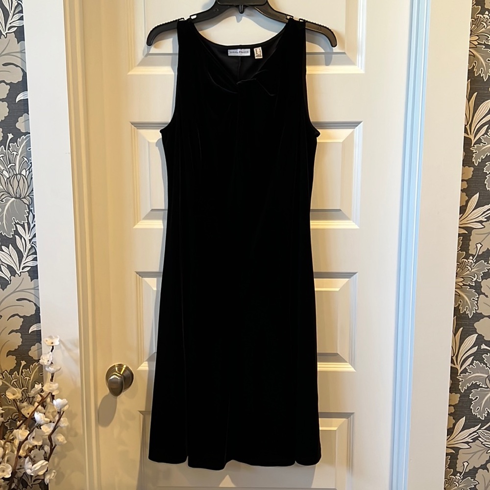 Black stretch, velour dress by Susan Graver, size M